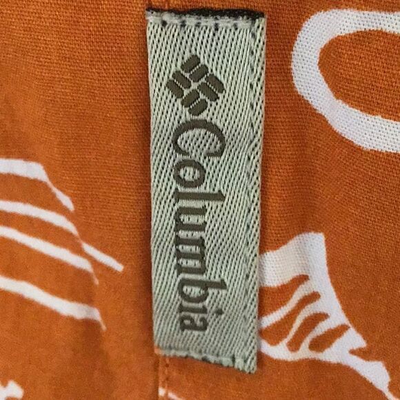 Columbia Orange Tropical Fish Cotton Button Down Short Sleeve Shirt - Picture 14 of 16